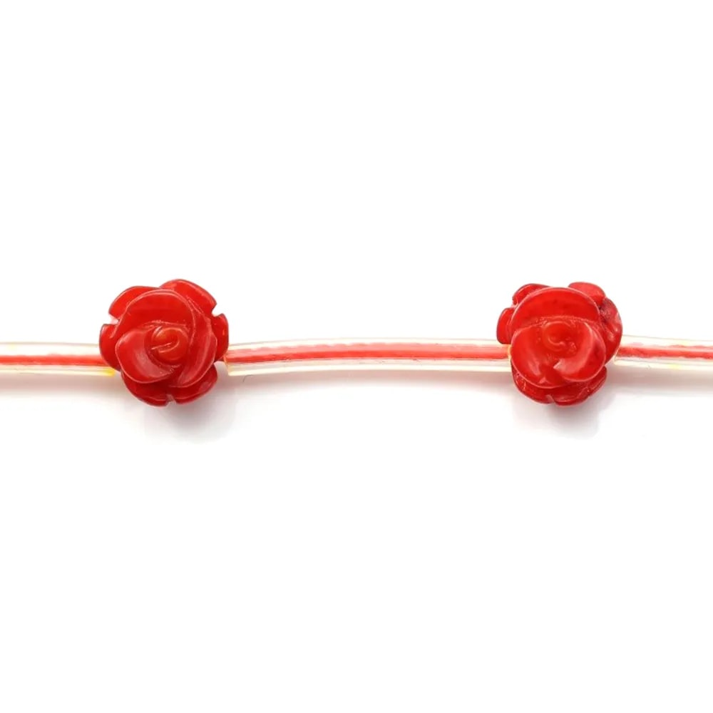 Bambou mer teinte rouge Fleur 8mm x 40cm (18pcs)