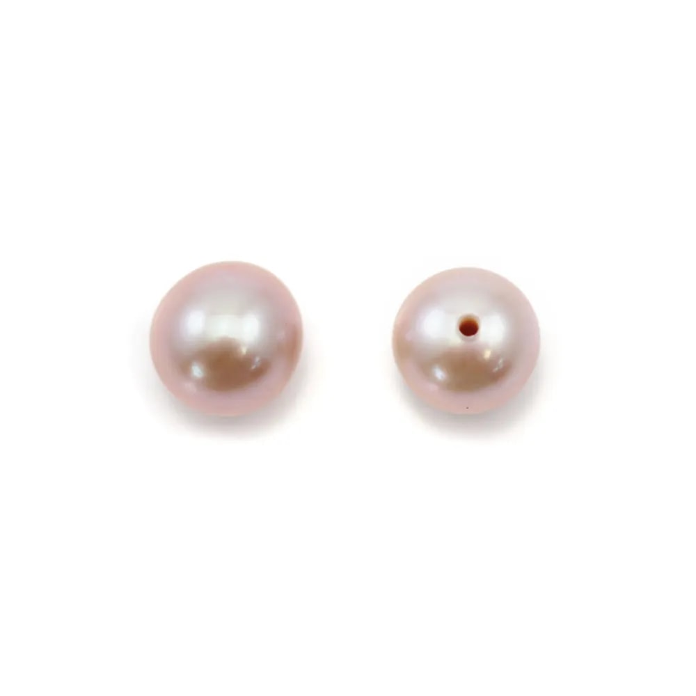 Perle de culture d'eau douce semi-percée, mauve, ronde, 7.5-8mm x 1pc