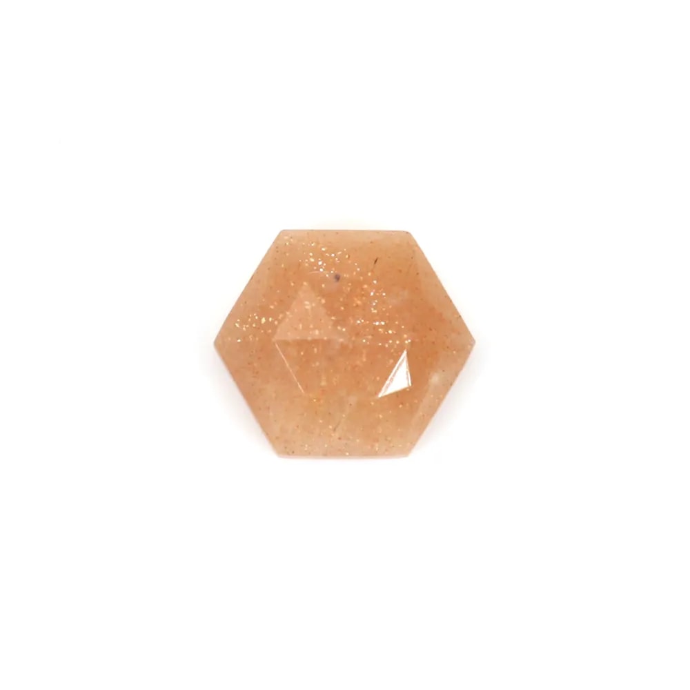 Cabochon Pietra di luna arancione esagonale sfaccettato 10mm x 1pc