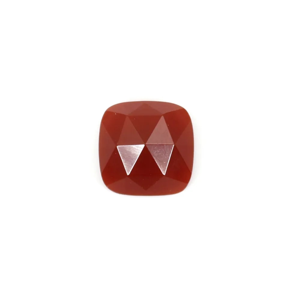 Cabujón cuadrado facetado de Ágata roja 9mm x 1ud