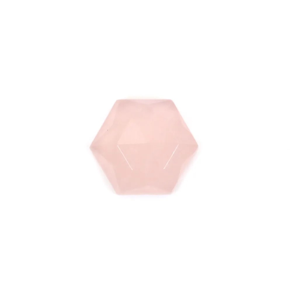Quarzo rosa sfaccettato esagonale cabochon 10mm x 1pc