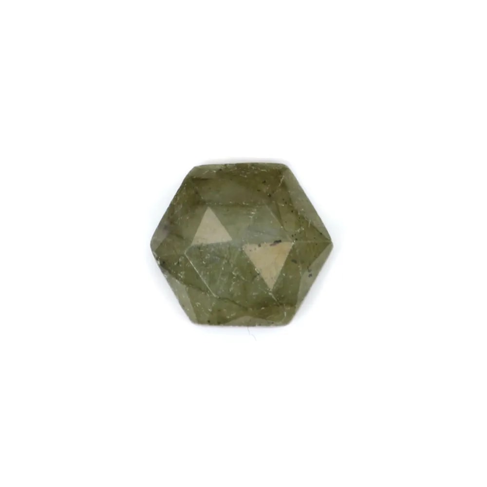 Cabujón hexagonal facetado de labradorita 10mm x 1ud