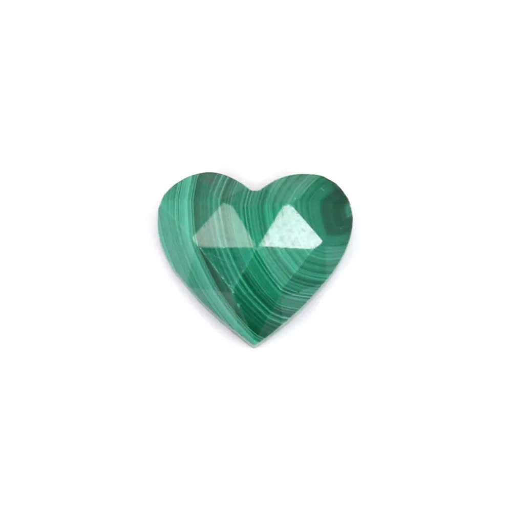 Cabochon Malachite coeur facetté 9x10mm x 1pc