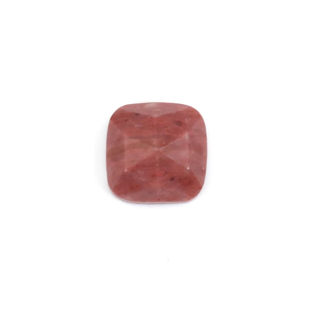 Cabujón cuadrado facetado de Rodonita 9mm x 1ud