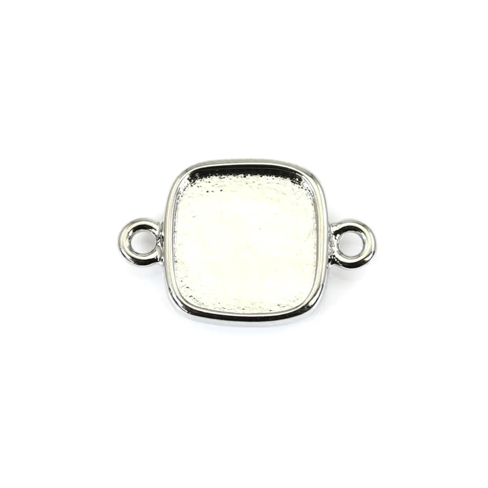 Espaçador para cabochão quadrado de 9 mm - Prata x 1 unidade