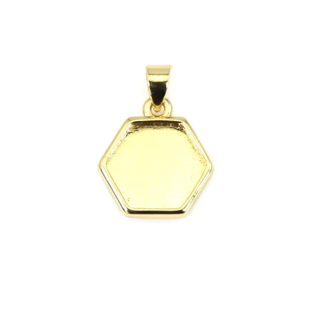 Pendant holder for 10mm hexagon cabochon - Gold x 1pc