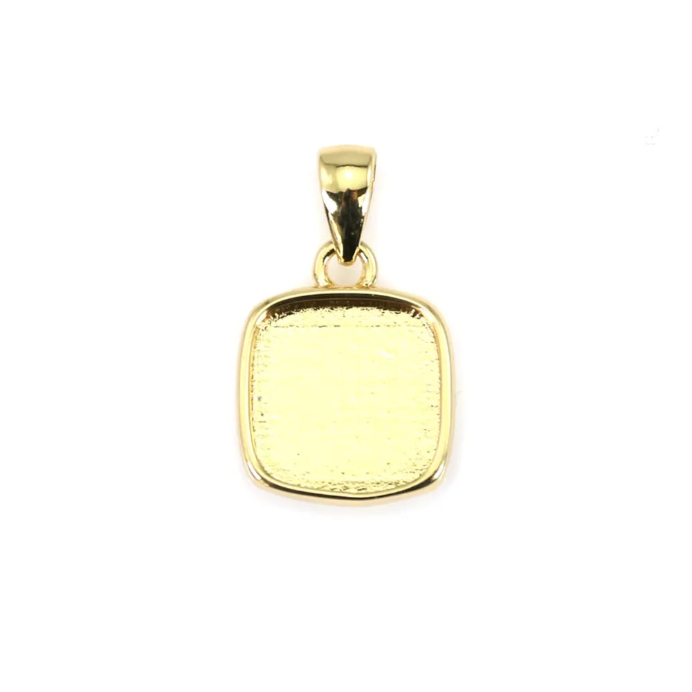 Anhänger Träger Cabochon Quadrat 9mm - Vergoldet x 1St