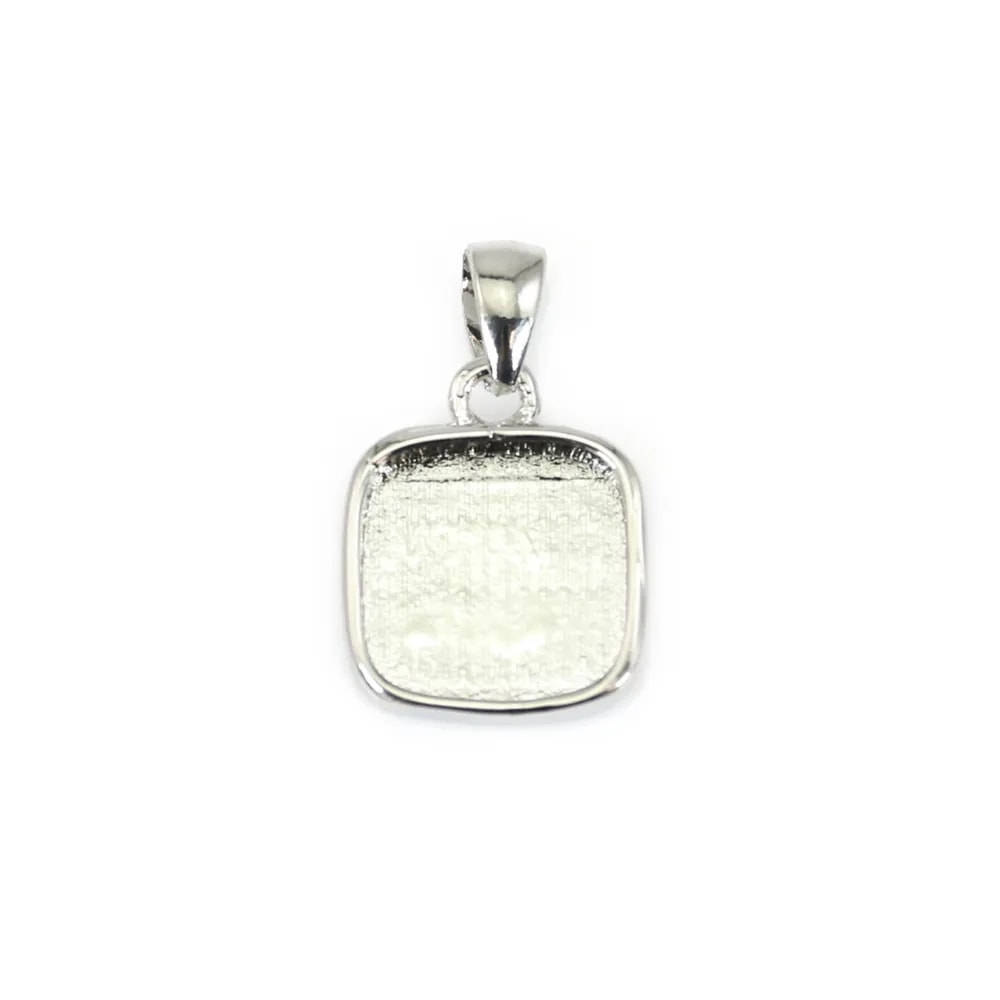 Pendentif support pour cabochon carré 9mm - Argenté x 1pc
