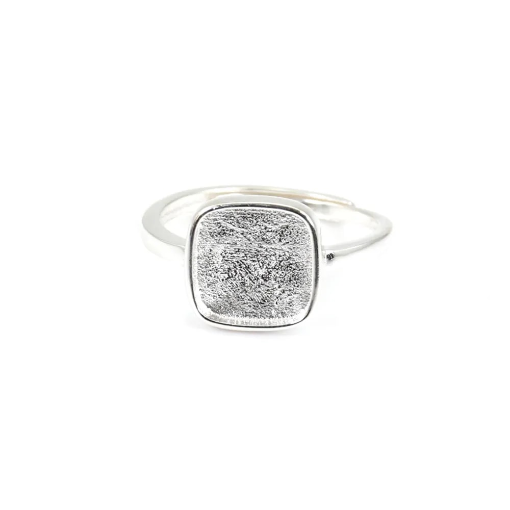 Verstellbarer Ring für quadratischen Cabochon 9mm - 925er Silber x 1Stk