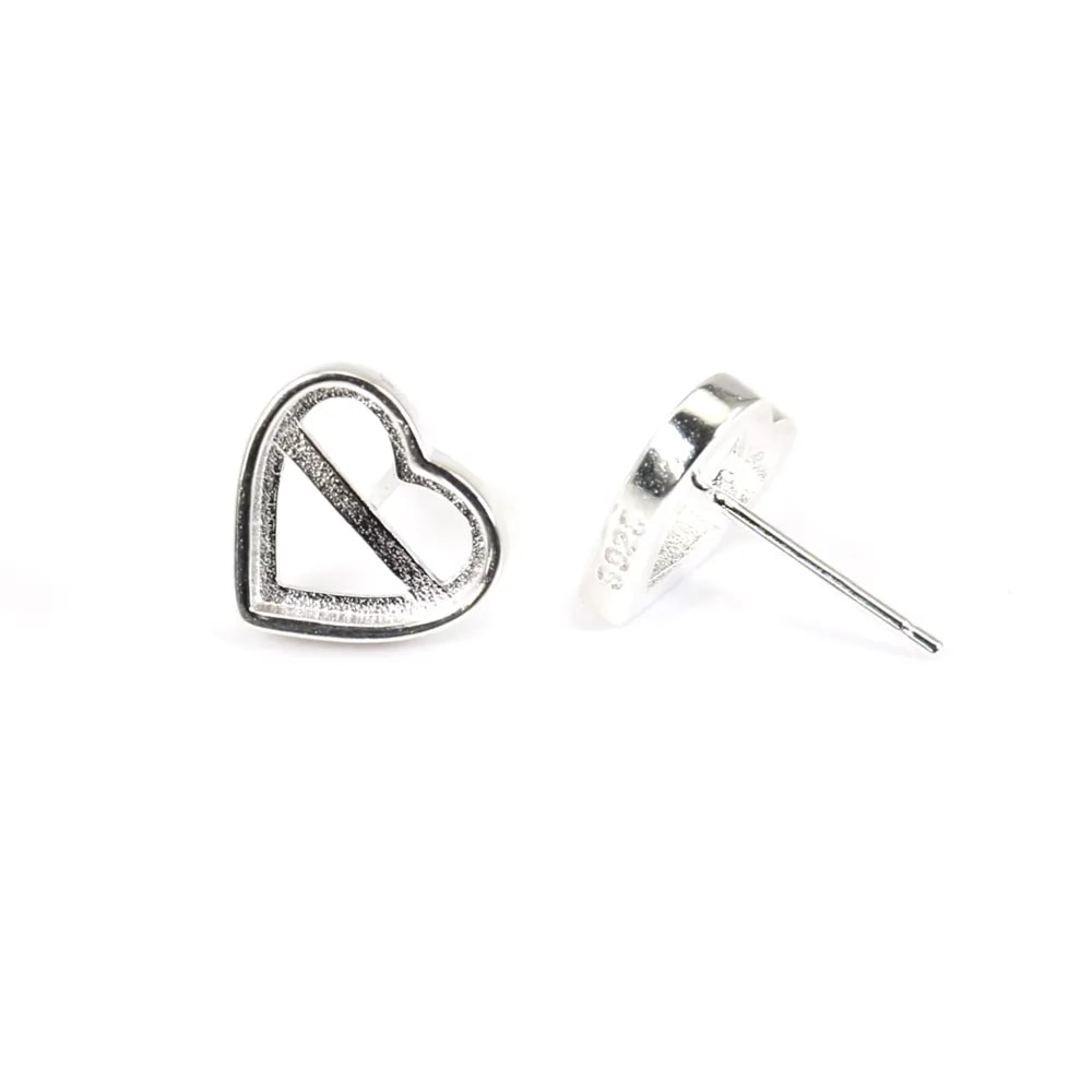 Pendiente corazón cabujón 9x10mm - Plata 925 x 2pc