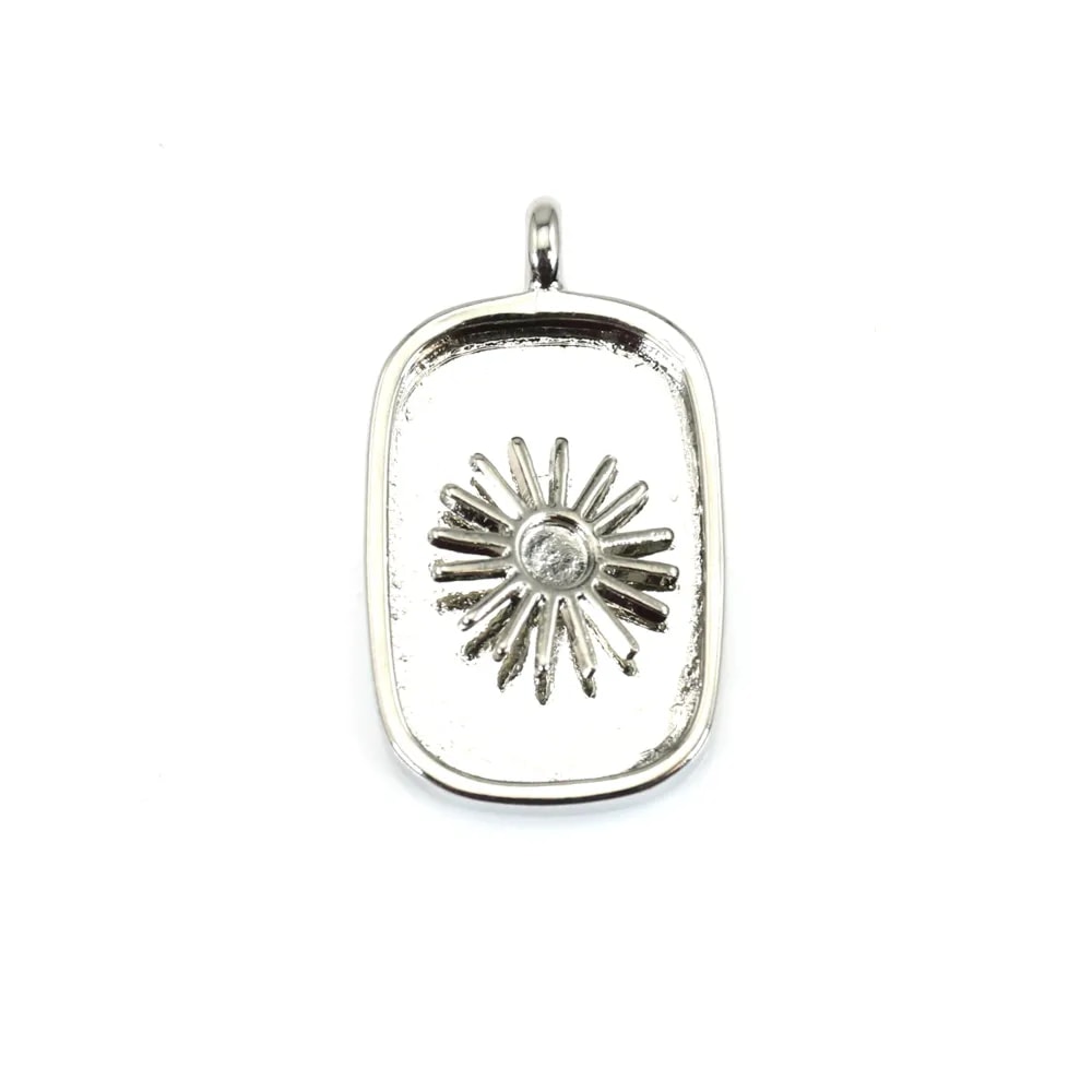 Suporte de pingente para cabochão retangular e redondo - Prata x 1 unidade