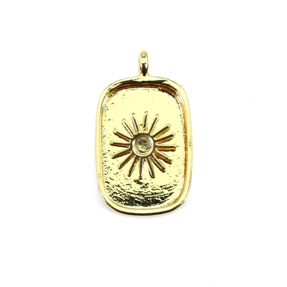 Pendant holder for rectangle & round cabochon - Gold x 1pc