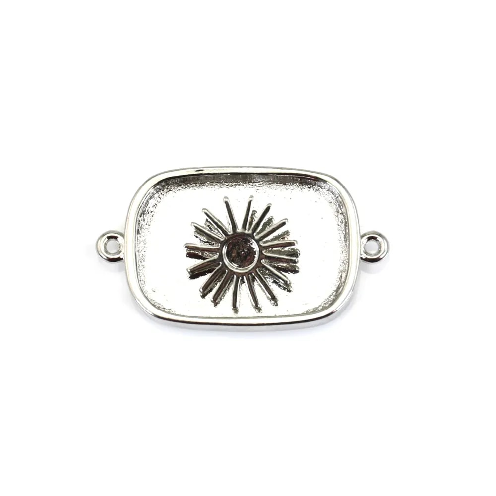 Spacer for rectangle & round cabochon - Silver x 1pc