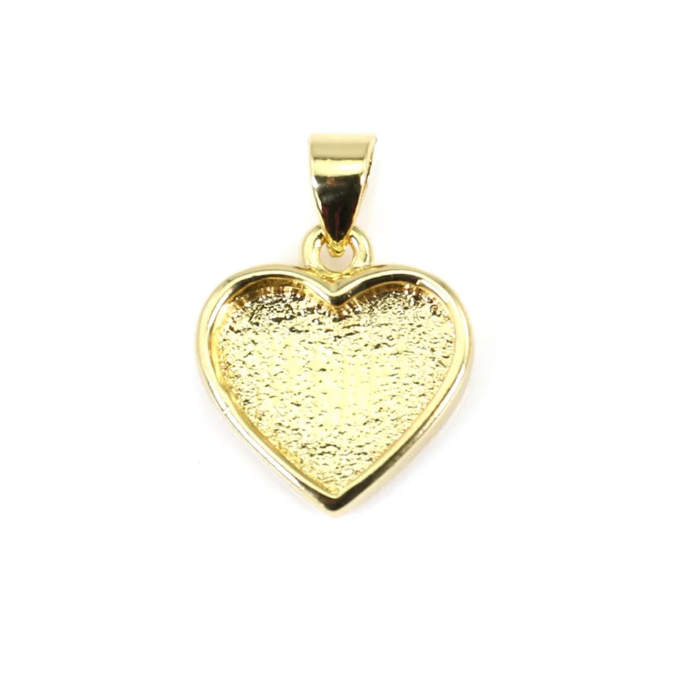 Heart cabochon pendant 9x10mm - Gold x 1pc