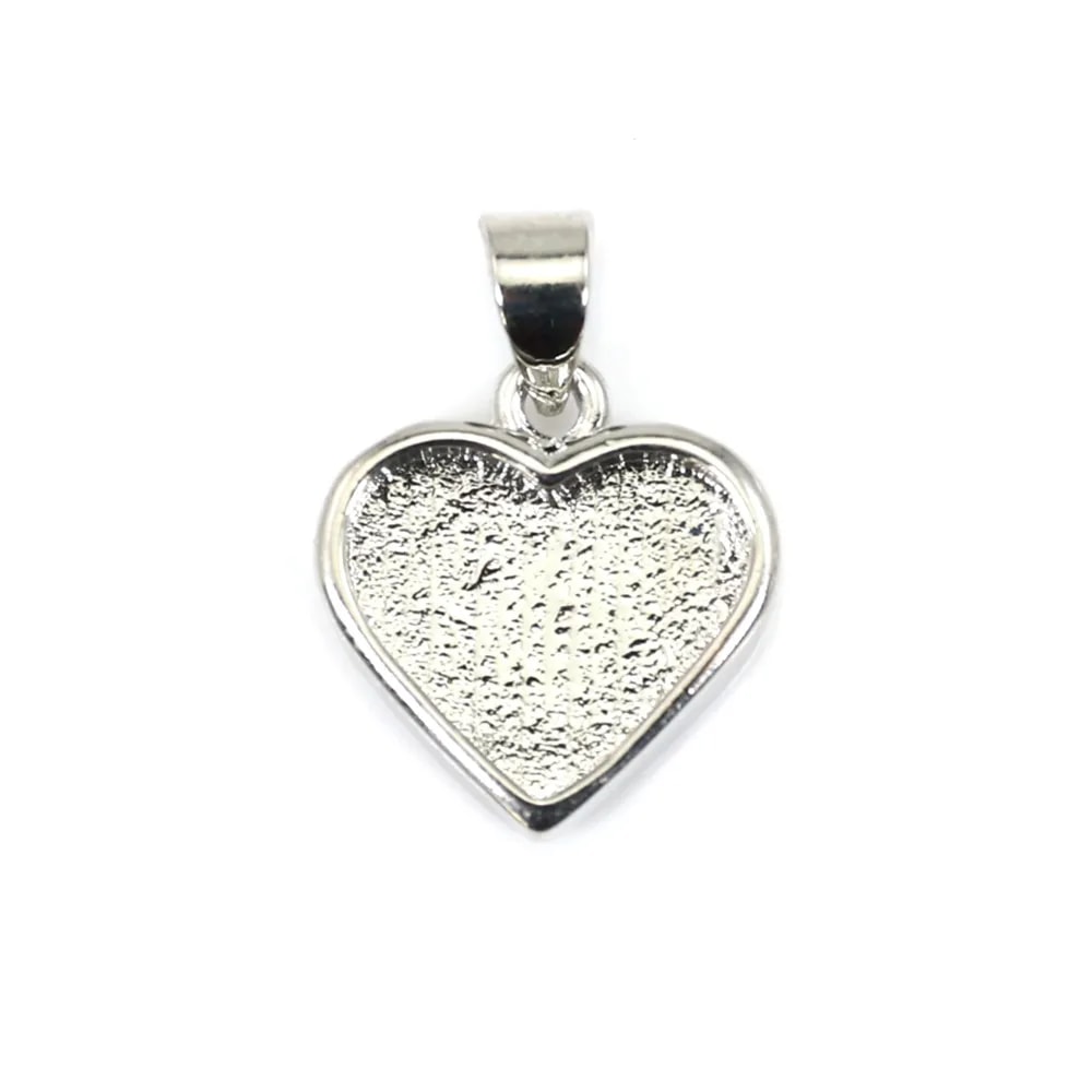 Heart cabochon pendant 9x10mm - Silver plated x 1pc