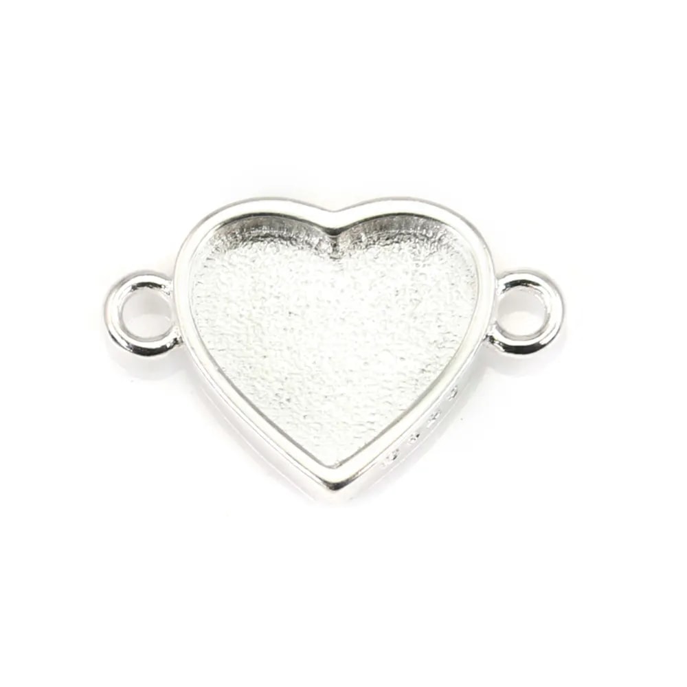 Espaçador para cabochão coração 9x10mm - Prata 925 x 1pc