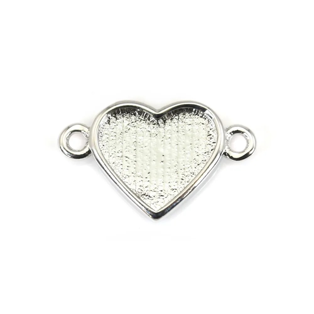 Distanziatore per cuore cabochon 9x10mm - Argento x 1pc