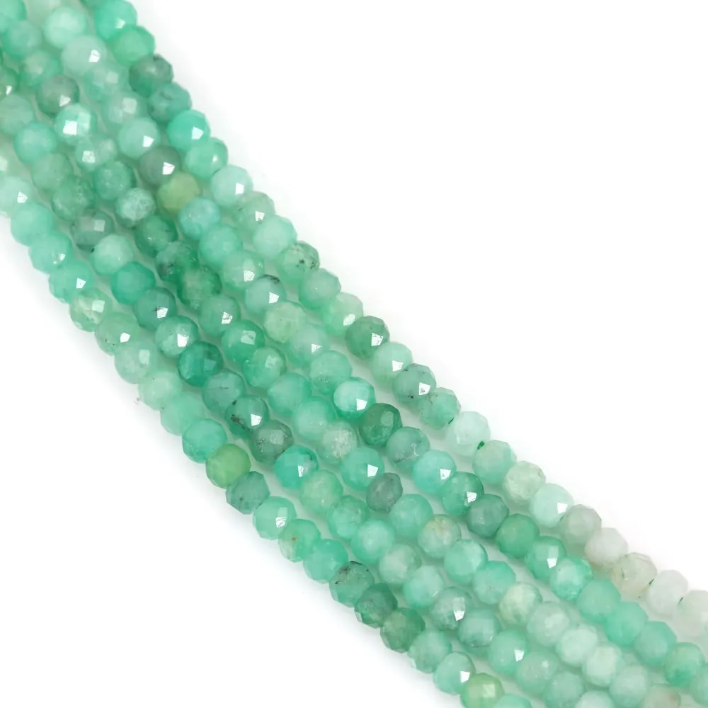 Emeraude dégradé rondelle facetté 2x3mm x 39cm