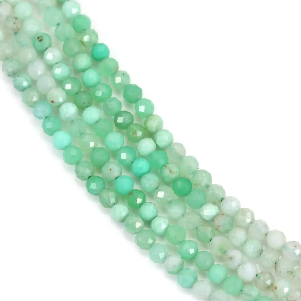 Chrysoprase rond facetté 3-3.5mm x 39cm