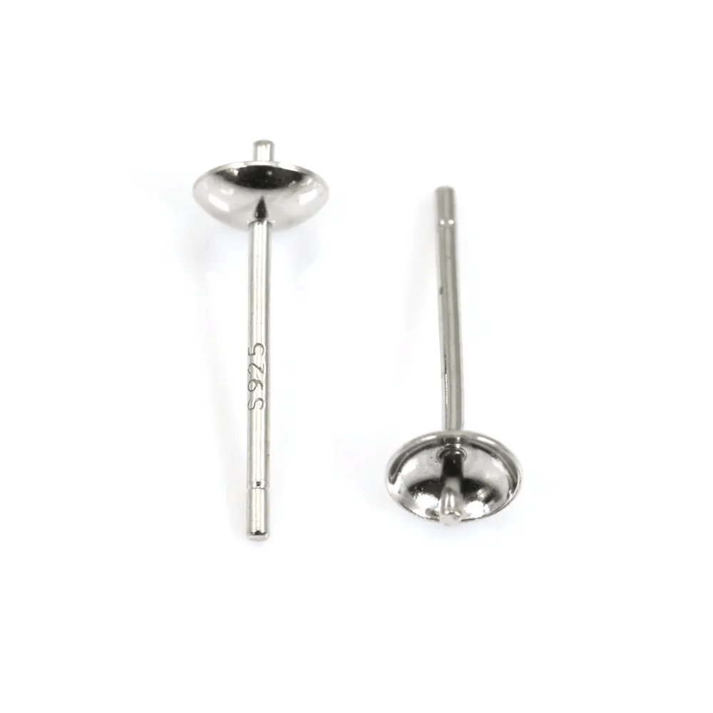 Brincos para semi-perfurados Prata com Ródio 4mm x 4pcs