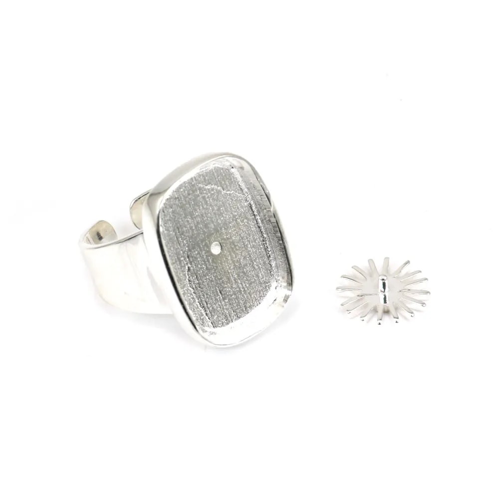 Bague pour cabochon rectangle & rond - Argent 925 x 1pc