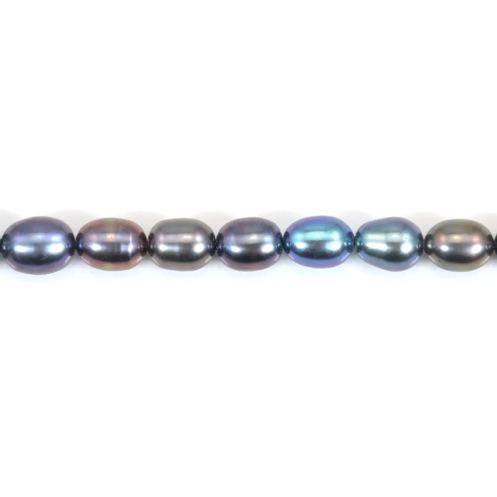Dark blue oval freshwater pearls 5.5-6mm x 10pcs
