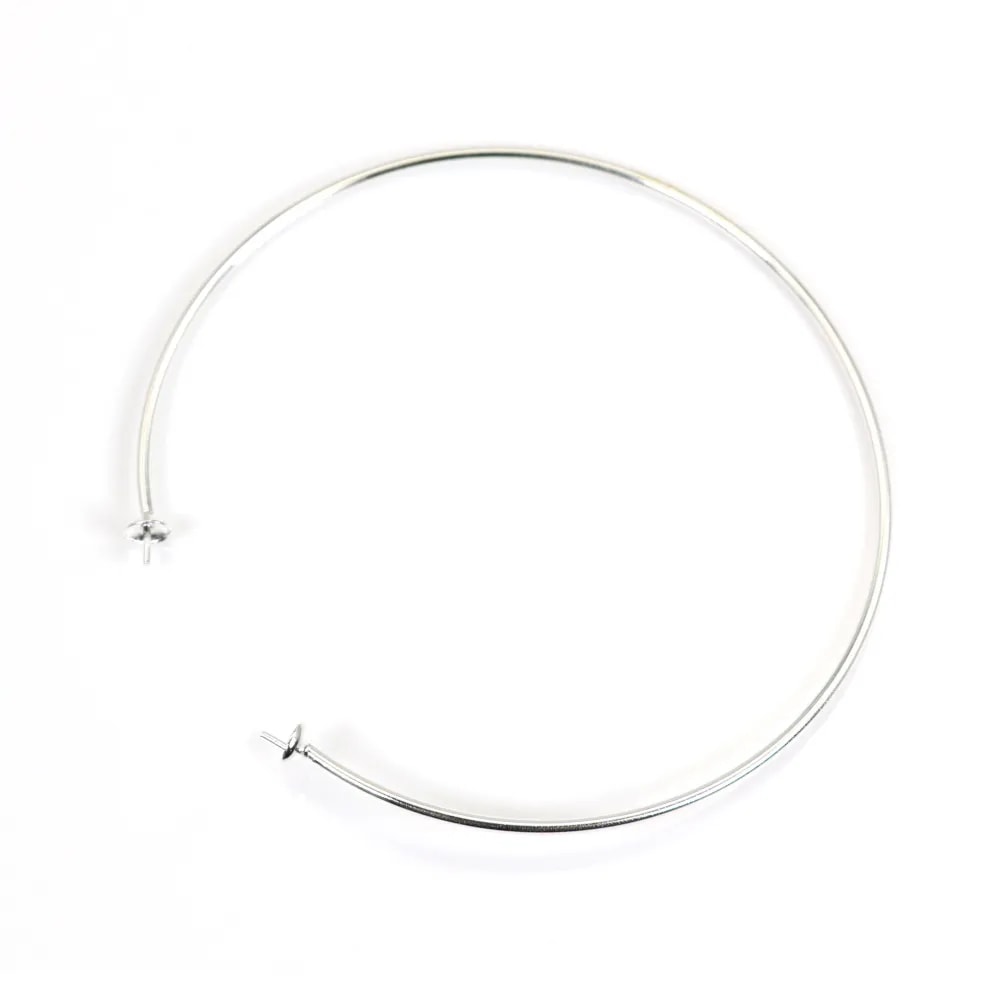 925 sterling silver 60mm flexible bangle for half-driled beads x 1pc