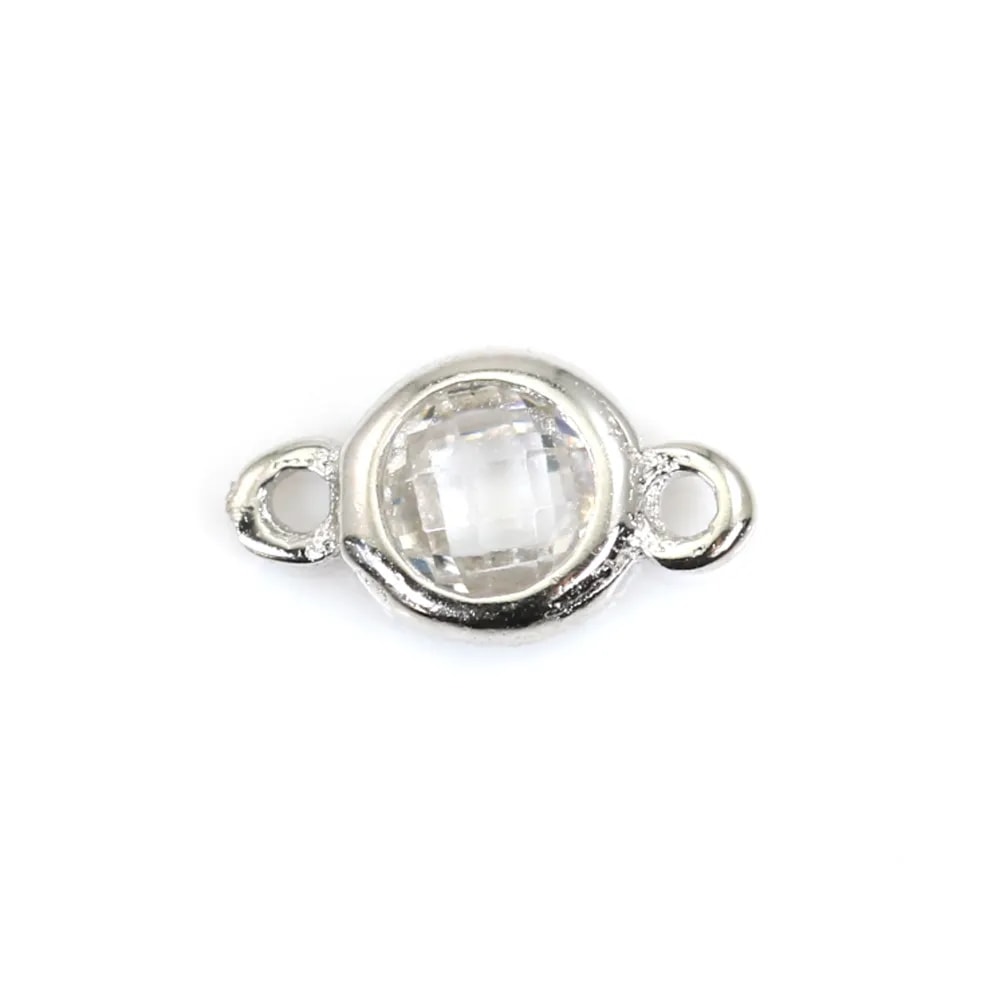 Runde Zwischenlage 4x7mm - Zirkoniumoxid & 925er Silber rhodiniert x 2Stk