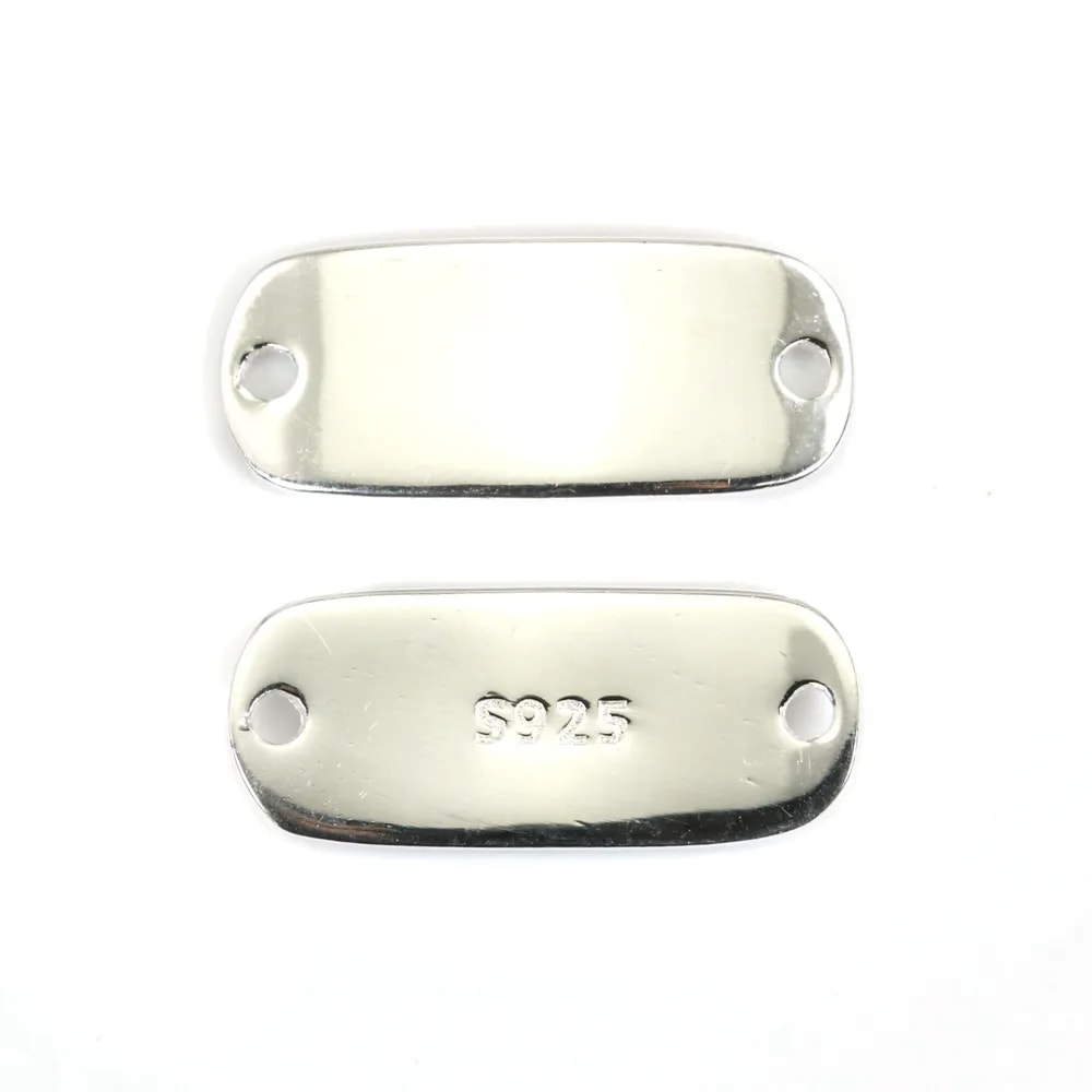 Inserção de barra retangular gravável 7x16mm - Prata 925 x 1pc