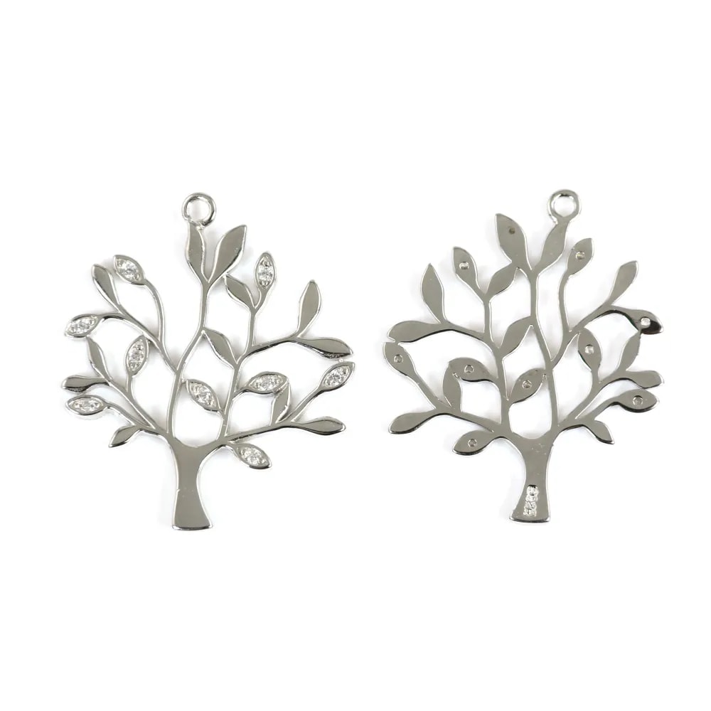 Baum-Anhänger 25x30mm - Zirkoniumoxid & 925er Silber rhodiniert x 1Stk