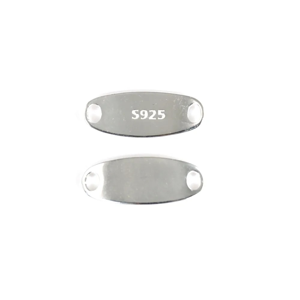 Inserto de barra de grabado oval 6x14mm - Plata 925 x 1pc