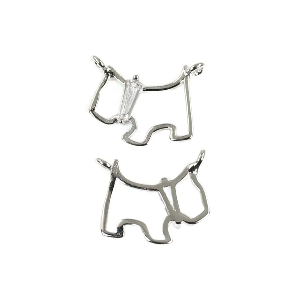Zwischenstück Hund 8x11mm - Zirkoniumoxid & 925er Silber rhodiniert x 1Stk