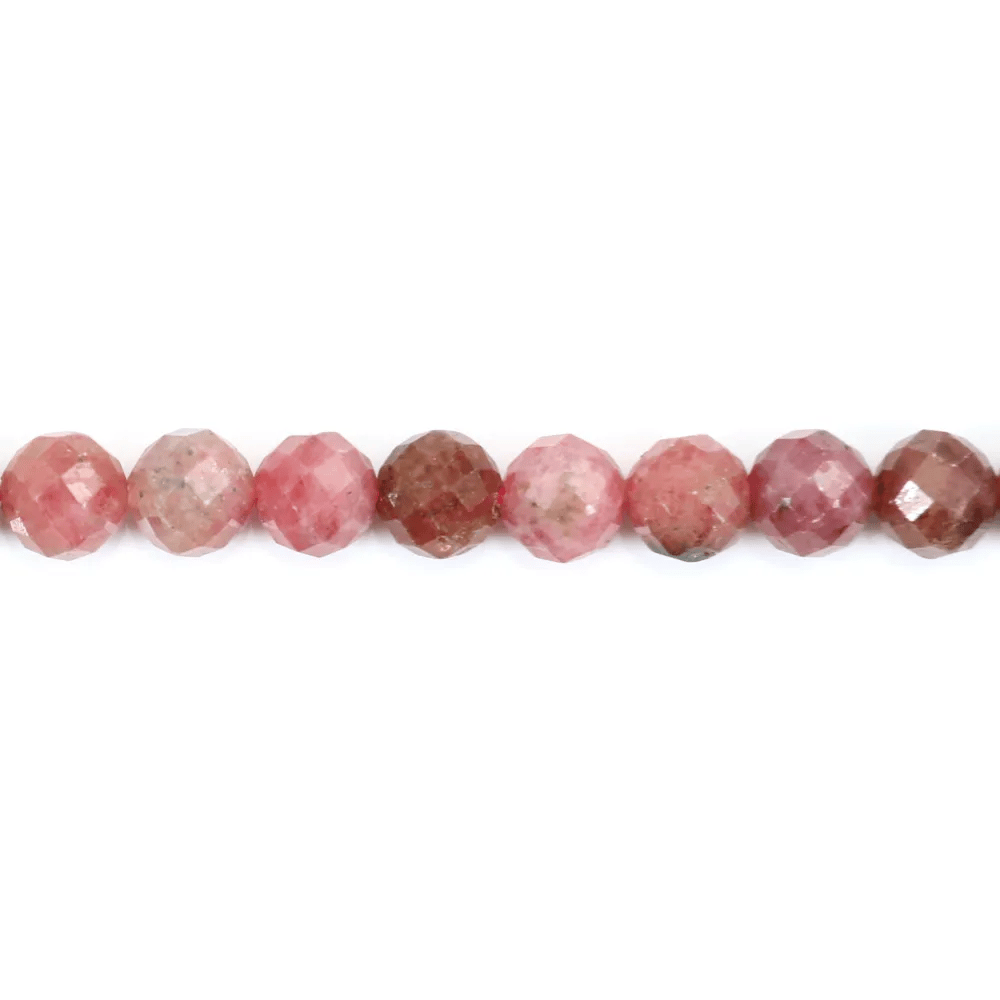 Rhodonite du Brésil rond facetté 6mm x 39cm