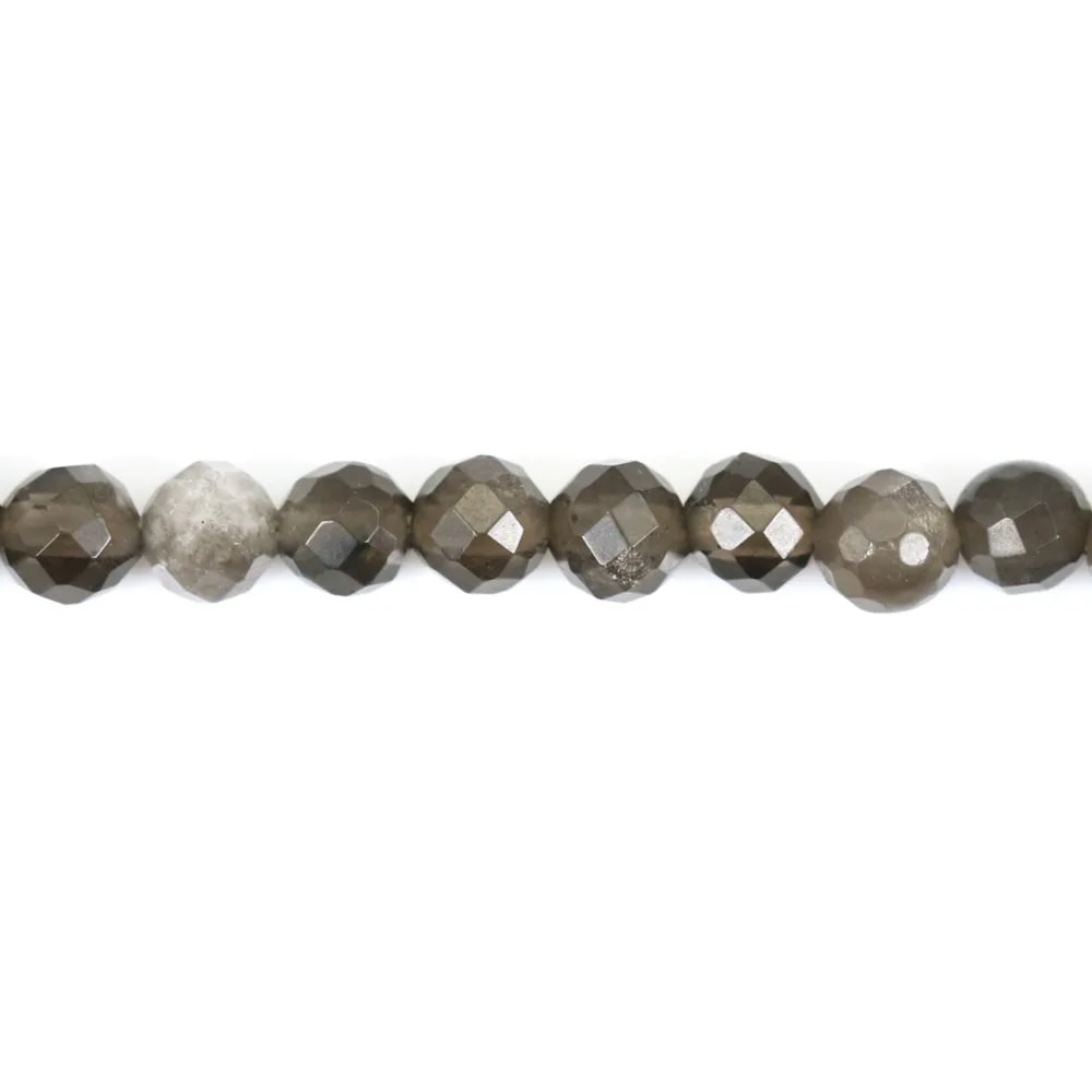 Obisidiana d'argento rotonda sfaccettata 4,5 mm x 39 cm