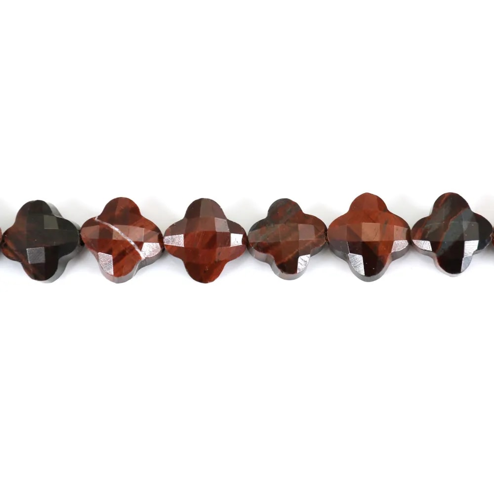 Oeil de Taureau trèfle facetté 10mm x 39cm