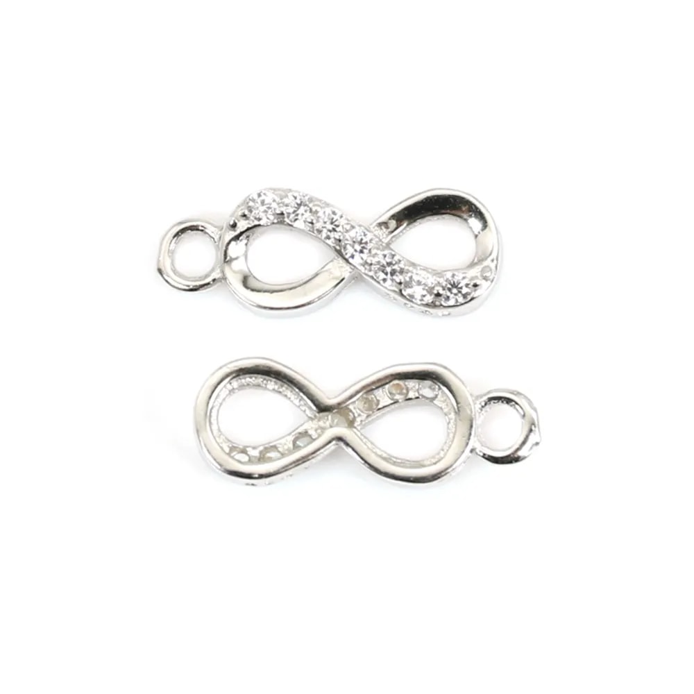 Breloque infini 4.5x12mm - oxyde de zirconium & Argent 925 rhodié x 1pc