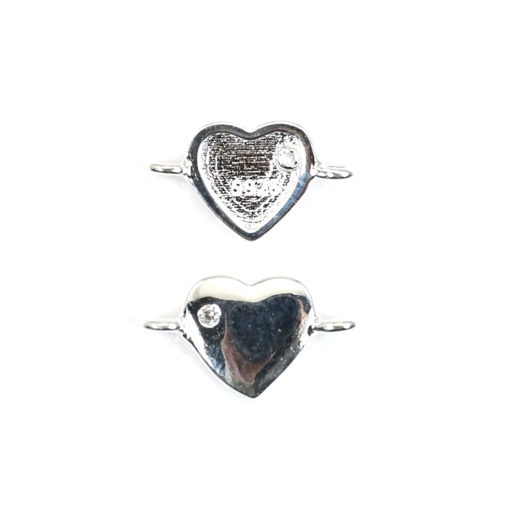 Distanziatore a cuore 7x12 mm - Ossido di zirconio e argento 925 rodiato x 1 pezzo