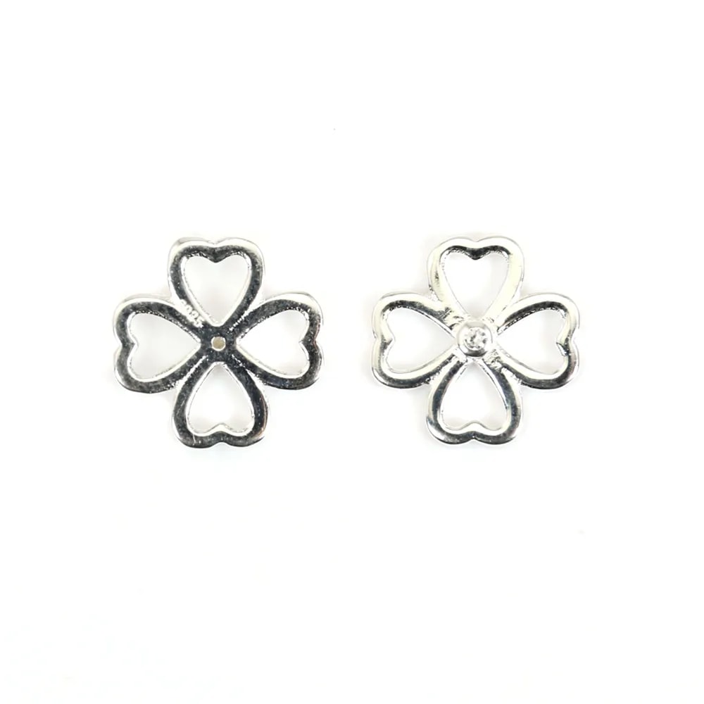 Kleeblatt Charm durchbrochen 10.5mm - Zirkoniumoxid & Silber 925 rhodiniert x 1Stk
