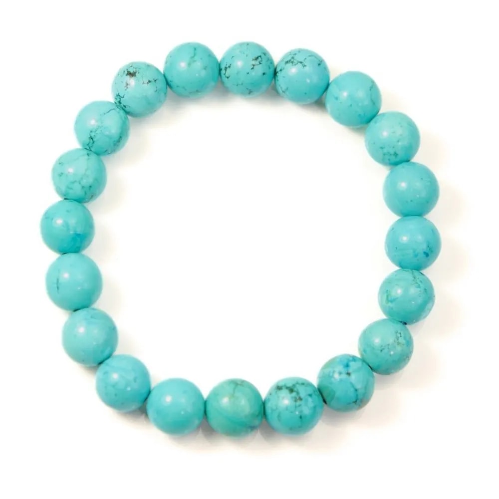 Bracelet turqoise reconstitue boule rond 8mm 