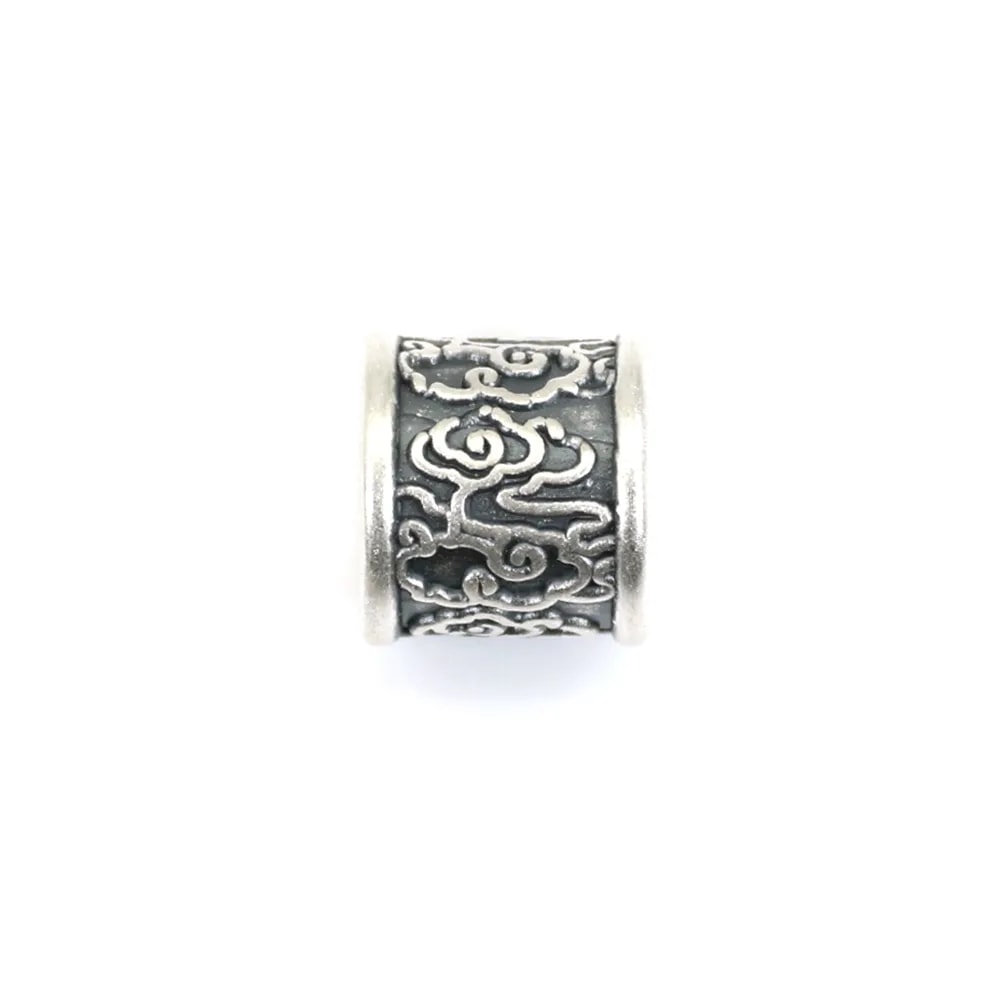 Perle intercalaire tube nuage 9x9.5mm - Argent 999 niellé x 1pc
