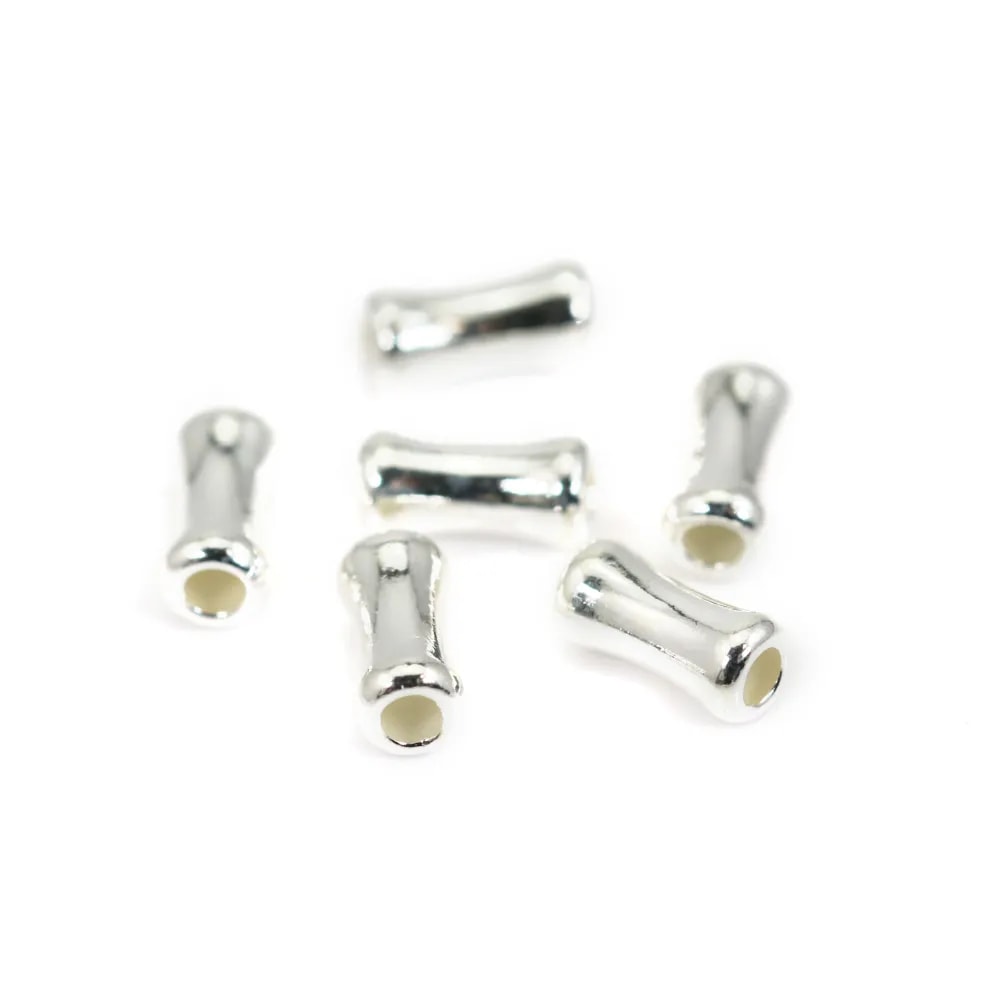 Bamboo tube bead 3x6mm - Silver 925 x 6pcs