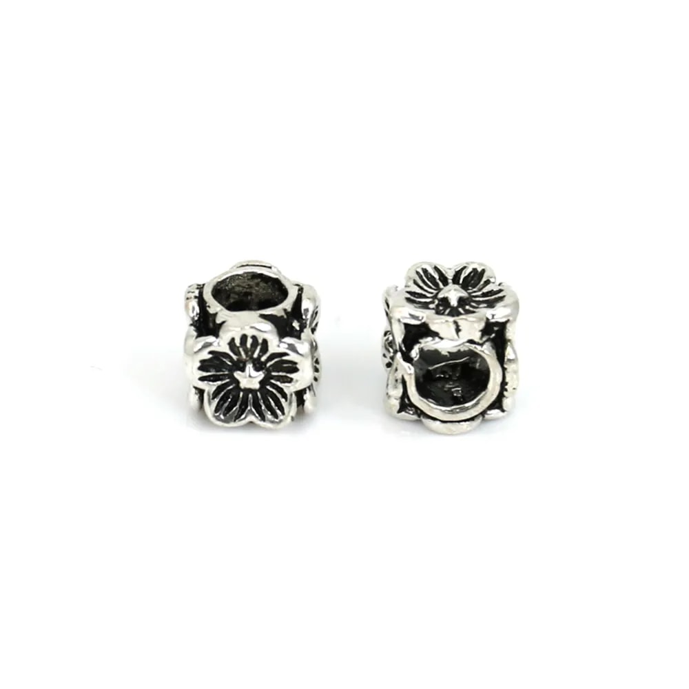 Perle intercalaire fleur 6mm - Argent 925 niellé x 1pc