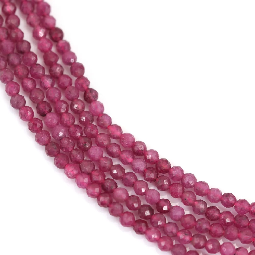 Rubis chauffé rond facetté 2mm x 39cm