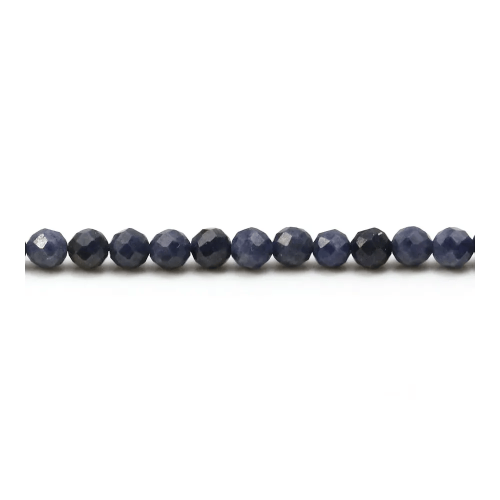 Saphir bleu, de forme ronde facetté, mesurant 4mm x 40cm