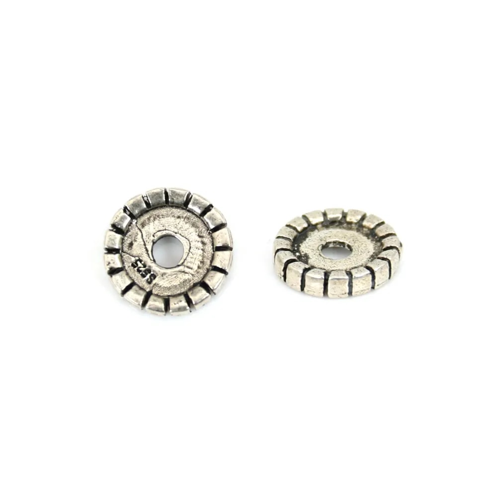 Perle intercalaire rondelle heishi strié 2x9.5mm - Argent 925 niellé x 1pc