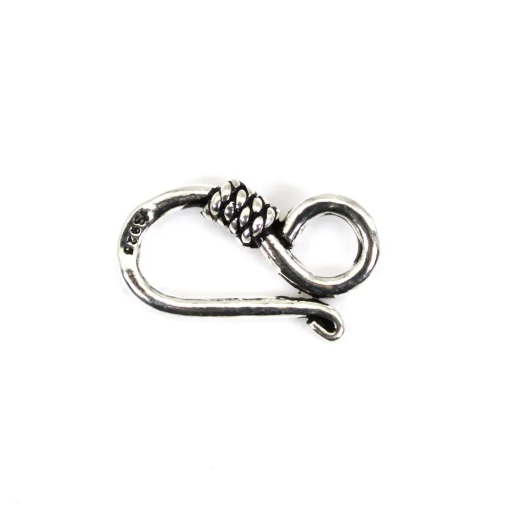 Clasp stylized hook 8x16mm - Silver 925 niello x 1pc
