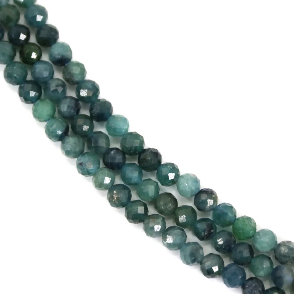 Blauer Turmalin rund facettiert 4mm x 39cm