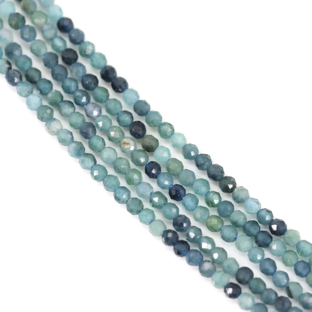 Turmalina azul redonda facetada 2mm x 40cm