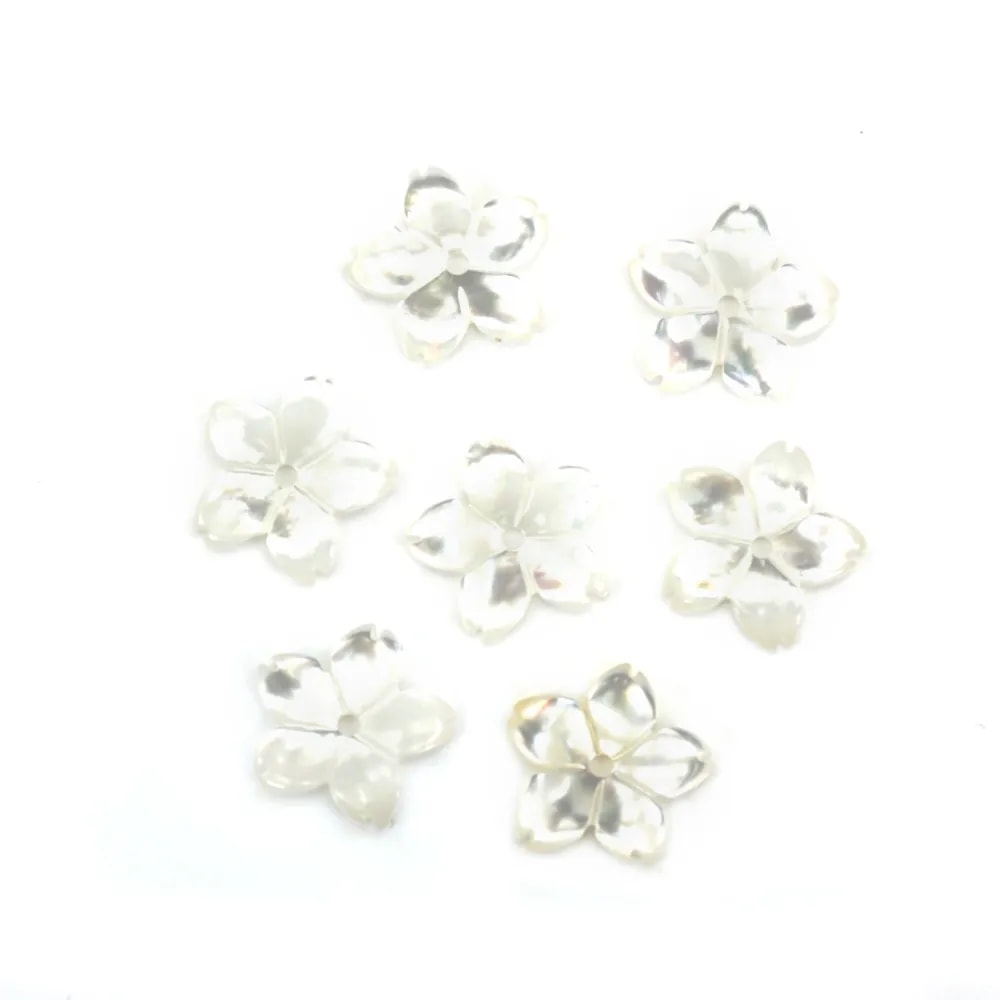 Nacre blanche en fleur à 5 pétales 10mm x 1pc