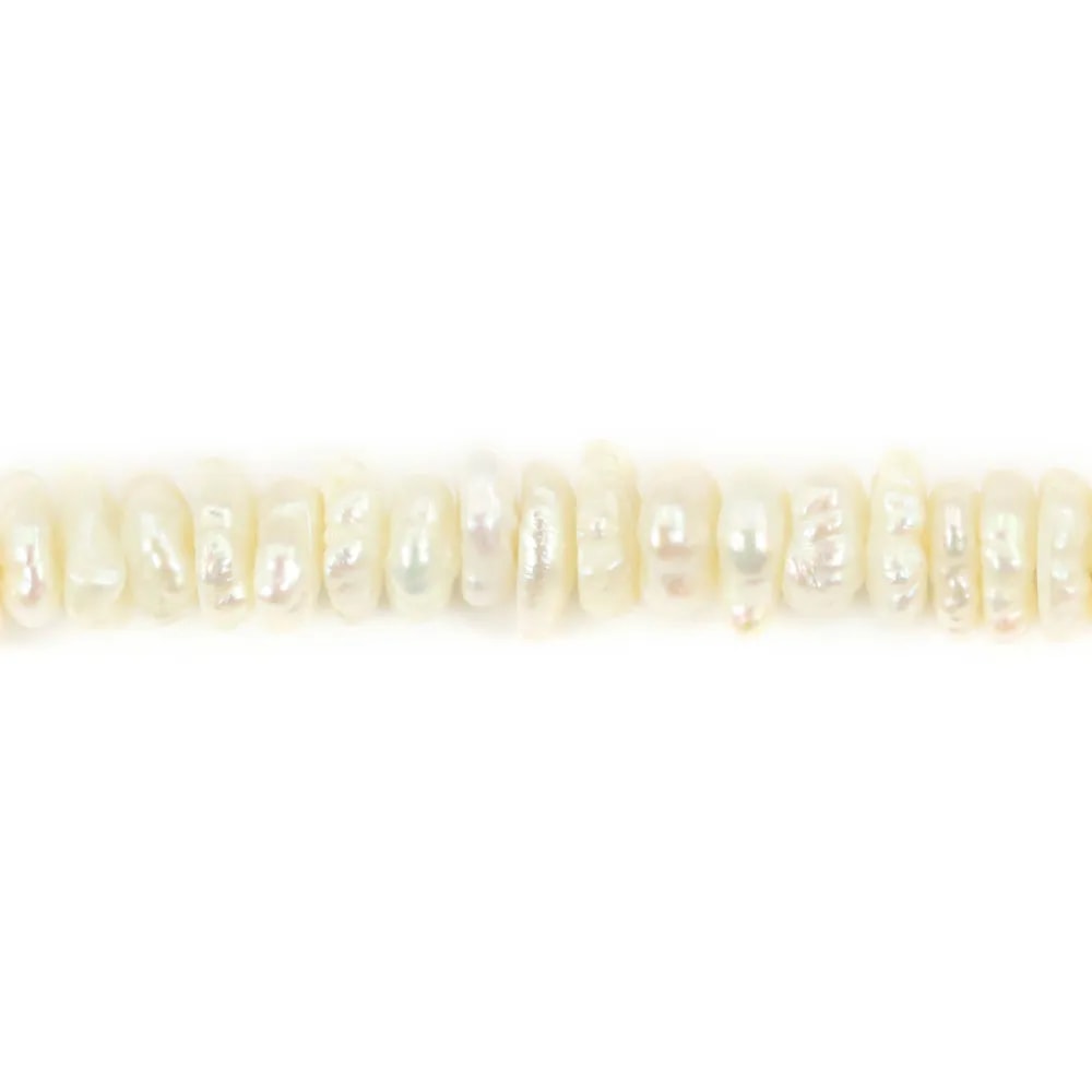 Perle de culture d'eau douce, blanche, rondelle keshi, 4-5mm x 41cm